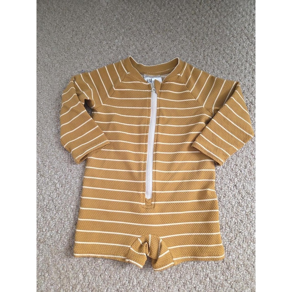 H&M Striped Long Sleeve Swimsuit Romper